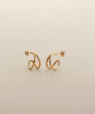 ＜COCOSHNIK (Women)＞Ｋ１０中空Ｘループ　スタッドピアス（２００２６２４９８２）