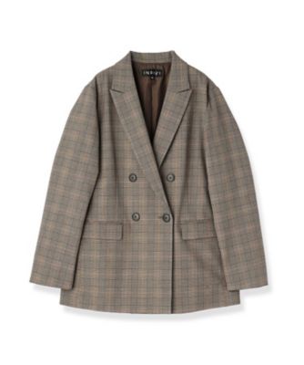 ✨新品✨　INDIVI　インディヴィ　L　麻混ダブルジャケット　洗濯可　接触冷感 洗濯機OK／ストレッチ◎】秋はじめのダブルジャケット
