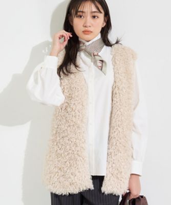 羽織るだけでお洒落】カールフェイクファー ジレ