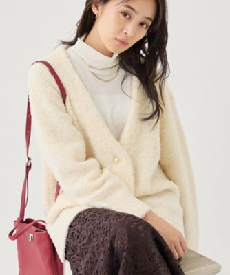 品よく軽い！】メリノフェザー Vネックニットカーディガン