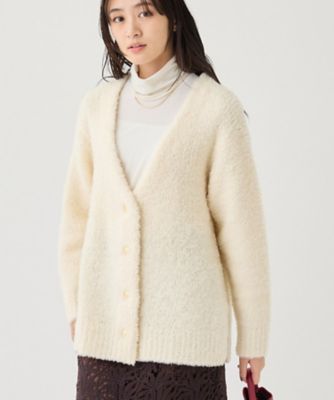 品よく軽い！】メリノフェザー Vネックニットカーディガン
