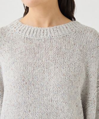 美品 Yori 定価 2.3万 コットンパフスリーブニット くすみカラー コットン混／ミックスカラー】カールヤーン パフスリーブニット