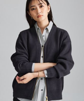 セオリーリュクス カーディガン　コットンニットブルゾン 透かし編み　ジップアップ ミラノリブ編み】ジップニットブルゾン（2002626131
