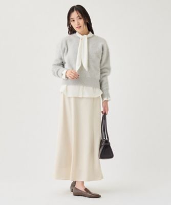 美シルエット】ジョーゼットサテンセミフレアスカート