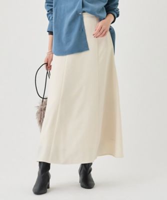 スカート enn* 美シルエット】ジョーゼットサテンセミフレアスカート
