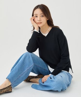 ［値下げ］AXXE セミドライ ネックイン 裏起毛 173/62 オーダー品 上品な光沢感】エクストラファインウールVネックニット