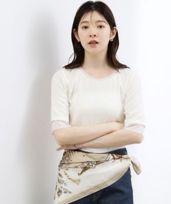 UVカット】チュールトリミング5分袖Tシャツ（2002627009