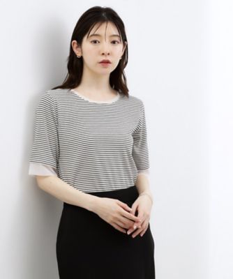 UVカット】チュールトリミング5分袖Tシャツ（2002627009