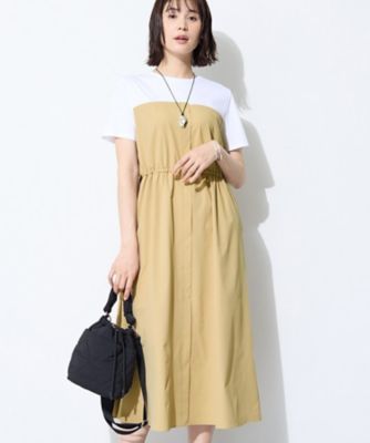 ＜INDIVI (Women)＞【洗える／１枚でキマる／ドロスト付】ビスチェ風ドッキングＴワンピース（２００２６２７３９１）