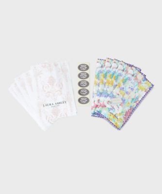 ＜LAURA ASHLEY＞【ＷＥＢ限定／お配りギフトにおすすめ！／ラッピング資材付き】エヴァリンガムメドウ柄プリントタオルハンカチ　５枚セット（２００２６２７５３９）