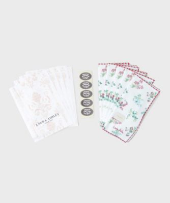＜LAURA ASHLEY＞【ＷＥＢ限定／お配りギフトにおすすめ！／ラッピング資材付き】キーリーポージー柄プリントタオルハンカチ　５枚セット（２００２６２７５４０）