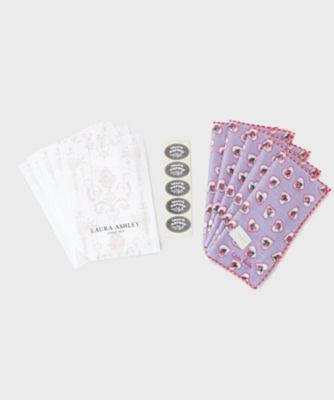＜LAURA ASHLEY＞【ＷＥＢ限定／お配りギフトにおすすめ！／ラッピング資材付き】オデッサラヴハーツ柄プリントタオルハンカチ　５枚セット（２００２６２７５４１）