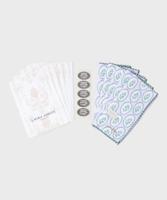 ＜LAURA ASHLEY＞【ＷＥＢ限定／お配りギフトにおすすめ！／ラッピング資材付き】アリーブルーベルウィズスポット柄プリントタオルハンカチ　５枚セット（２００２６２