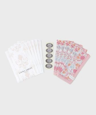 ＜LAURA ASHLEY＞【ＷＥＢ限定／お配りギフトにおすすめ！／ラッピング資材付き】大リボン＆お花　プリントハンカチ　ピンク　５枚セット（２００２６２７５４３）