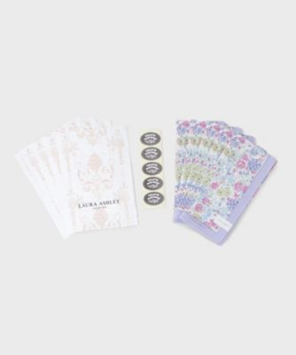 ＜LAURA ASHLEY＞【ＷＥＢ限定／お配りギフトにおすすめ！／ラッピング資材付き】大リボン＆お花　プリントハンカチ　紫　５枚セット（２００２６２７５４４）