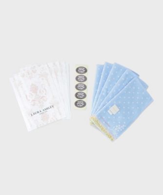 ＜LAURA ASHLEY＞【ＷＥＢ限定／お配りギフトにおすすめ！／ラッピング資材付き】ミモザドットタオルハンカチ　青　５枚セット（２００２６２７５５０）