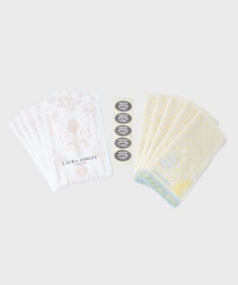 ＜LAURA ASHLEY＞【ＷＥＢ限定／お配りギフトにおすすめ！／ラッピング資材付き】ミモザドットタオルハンカチ　白　５枚セット（２００２６２７５５１）