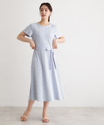 接触冷感／洗える】スウィート アリッサム柄スムースワンピース