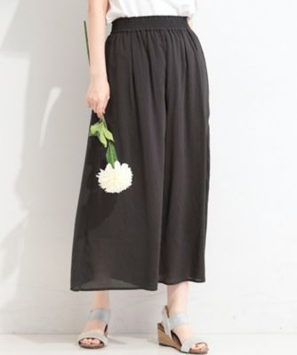 洗濯機可】スカート見えで華やか ウエストゴムで楽ちんガウチョパンツ