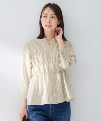 UNTITLED L (Women/大きいサイズ)/アンタイトルＬ ストライプシャーリングブラウス（２００２６２９６３０）