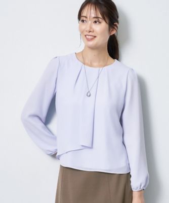 ❅シフォンページ SS－4Lサイズ／通勤／セレモニー】クルーネック シフォンブラウス