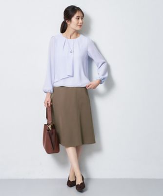 SS－4Lサイズ／通勤／セレモニー】クルーネック シフォンブラウス