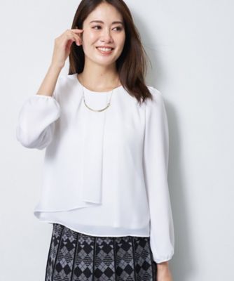 ☆Cavalli CLASS ホワイトシフォン ブラウス☆ SS－4Lサイズ／通勤／セレモニー】クルーネック シフォンブラウス