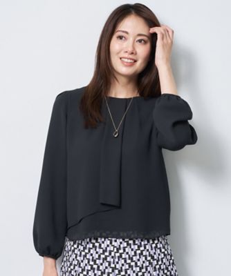 SS－4Lサイズ／通勤／セレモニー】クルーネック シフォンブラウス