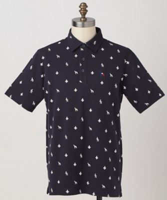 ADABAT NAVY】モノグラムサッカー半袖ポロシャツ
