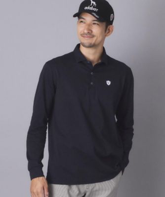 adabat ゴルフウェア 長袖ポロシャツ ブラック ADABAT NAVY】トゥースチェックジャカード長袖ポロシャツ