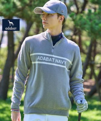 ADABAT NAVY】モールニットハーフジッププルオーバー