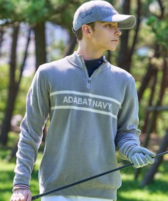 ADABAT NAVY】モールニットハーフジッププルオーバー