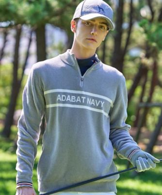 ADABAT NAVY】モールニットハーフジッププルオーバー