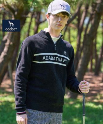 ADABAT NAVY】モールニットハーフジッププルオーバー