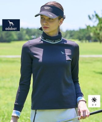 ADABAT NAVY】UVカット ロゴリブタートルネックプル