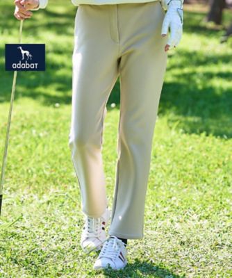 342 adabat メンズ 新品ゴルフパンツ 茶 サイズ79 定価24000円 ADABAT NAVY】マイクロベロアストレートパンツ