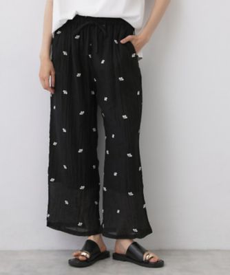 小花刺繍 シアー楊柳パンツ（2002636661） | Dessin (Women