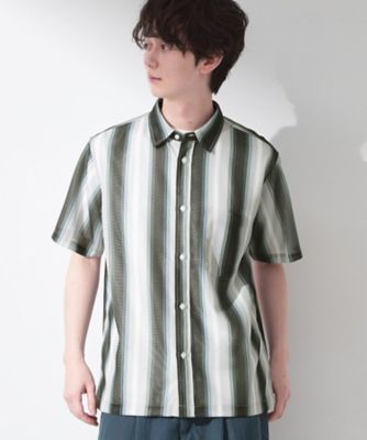 ラスト①メンズメッシュパンプ　半袖　 Lサイズ　ライトグレー メッシュ ストライプ半袖シャツ 洗濯機OK／通気性