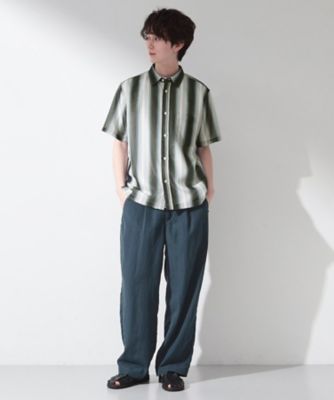 メッシュ ストライプ半袖シャツ 洗濯機OK／通気性