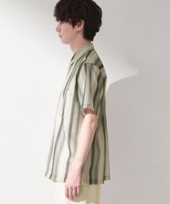 Y-3 メッシュストライプチュニック 半袖 メッシュ ストライプ半袖シャツ 洗濯機OK／通気性