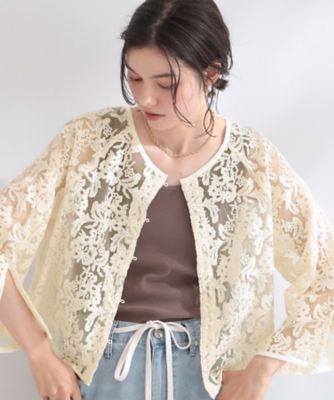 刺繍レースショートブラウス【洗える】（2002637040