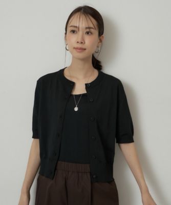 すっきりコンパクト】ドライタッチ5分袖カーディガン