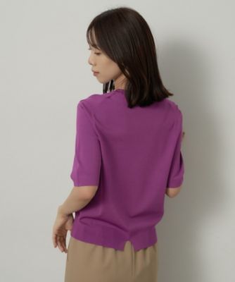 アンサンブル可／上品な清涼感】コンパクト5分袖ニット
