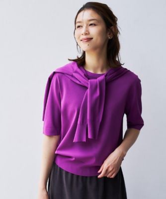 ニット　アンサンブル アンサンブル可／上品な清涼感】コンパクト5分袖ニット