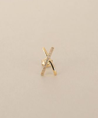 K10ダイヤモンド アーチクロス スタッドピアス