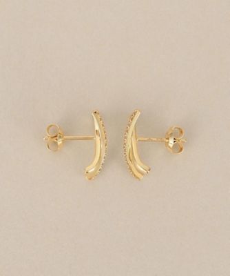 K10ダイヤモンド アーチクロス スタッドピアス