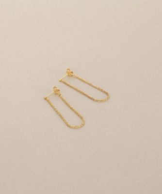 K18クリスクロスチェーンフープ スタッドピアス