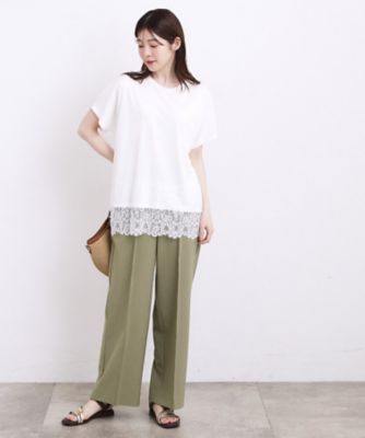 極美品❤️ プランテーション ドット柄ガーゼカットソー 黒 ゆったり 日本製 持続冷感】ひんやりポンチシリーズ／裾レースドルマンカットソー