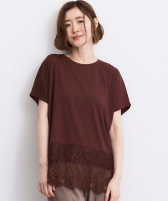 極美品❤️ プランテーション ドット柄ガーゼカットソー 黒 ゆったり 日本製 持続冷感】ひんやりポンチシリーズ／裾レースドルマンカットソー