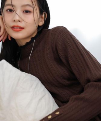 毛玉軽減】すっきり美人見え ケーブルニット（2002640168